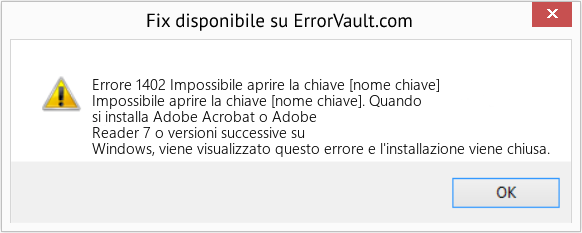 Fix Impossibile aprire la chiave [nome chiave] (Error Codee 1402)