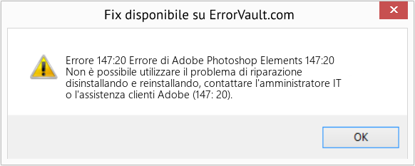 Fix Errore di Adobe Photoshop Elements 147:20 (Error Codee 147:20)