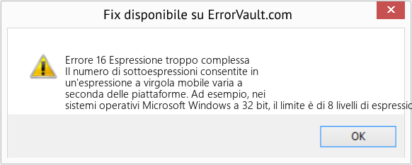 Fix Espressione troppo complessa (Error Codee 16)