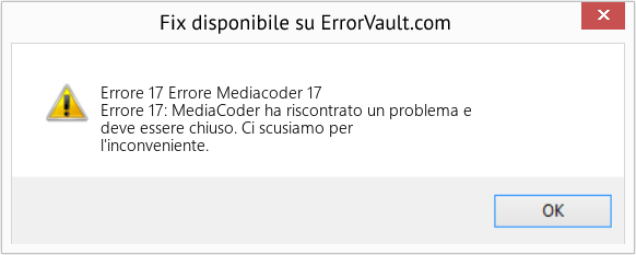 Download Error <?php echo $number; ?> (Errore Mediacoder 17) Repair Tool Fix Errore Mediacoder 17 (Error Codee 17)