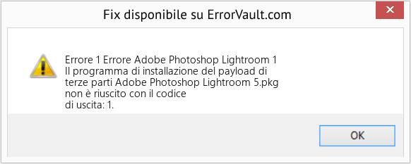 Fix Errore Adobe Photoshop Lightroom 1 (Error Codee 1)