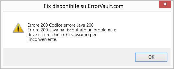 Fix Codice errore Java 200 (Error Codee 200)