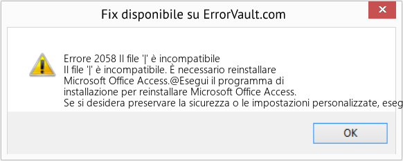 Fix Il file '|' è incompatibile (Error Codee 2058)