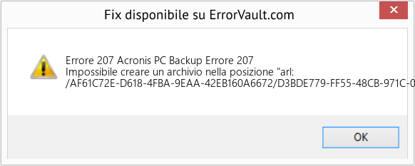 Fix Acronis PC Backup Errore 207 (Error Codee 207)