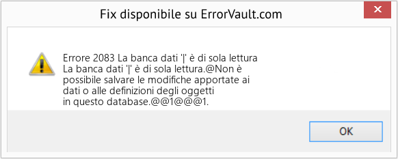 Fix La banca dati '|' è di sola lettura (Error Codee 2083)