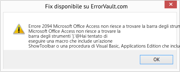 Fix Microsoft Office Access non riesce a trovare la barra degli strumenti '| (Error Codee 2094)