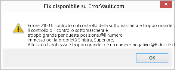 Fix Il controllo o il controllo della sottomaschera è troppo grande per questa posizione (Error Codee 2100)