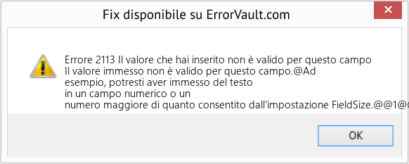 Fix Il valore che hai inserito non è valido per questo campo (Error Codee 2113)