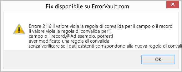 Fix Il valore viola la regola di convalida per il campo o il record (Error Codee 2116)