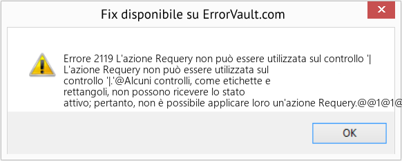 Fix L'azione Requery non può essere utilizzata sul controllo '| (Error Codee 2119)