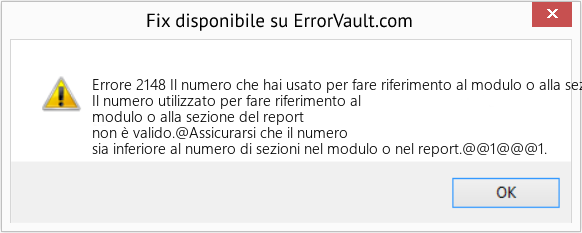 Fix Il numero che hai usato per fare riferimento al modulo o alla sezione del rapporto non è valido (Error Codee 2148)