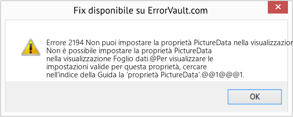 Fix Non puoi impostare la proprietà PictureData nella visualizzazione Foglio dati (Error Codee 2194)
