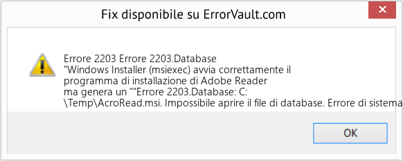 Fix Errore 2203.Database (Error Codee 2203)