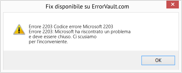 Fix Codice errore Microsoft 2203 (Error Codee 2203)