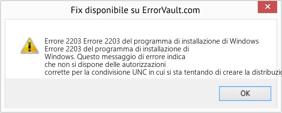 Fix Errore 2203 del programma di installazione di Windows (Error Codee 2203)