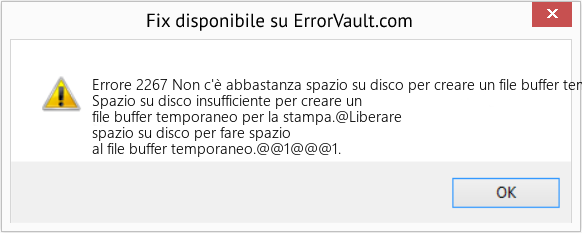 Fix Non c'è abbastanza spazio su disco per creare un file buffer temporaneo per la stampa (Error Codee 2267)