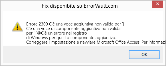 Download Error <?php echo $number; ?> (C'è una voce aggiuntiva non valida per '|) Repair Tool Fix C'è una voce aggiuntiva non valida per '| (Error Codee 2309)
