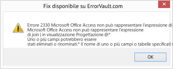 Fix Microsoft Office Access non può rappresentare l'espressione di join | in visualizzazione Progettazione (Error Codee 2330)
