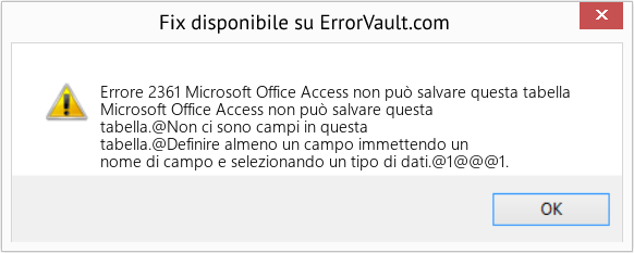 Fix Microsoft Office Access non può salvare questa tabella (Error Codee 2361)