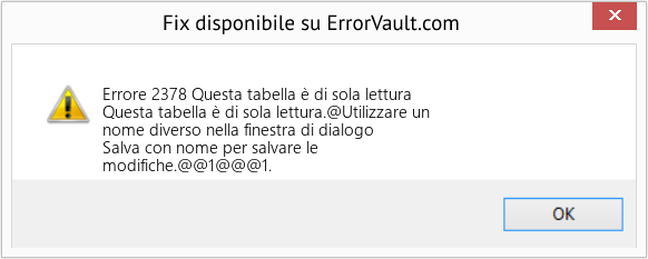 Download Error <?php echo $number; ?> (Questa tabella è di sola lettura) Repair Tool Fix Questa tabella è di sola lettura (Error Codee 2378)