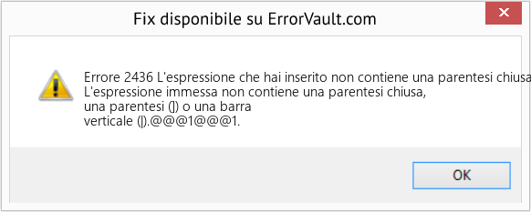 Fix L'espressione che hai inserito non contiene una parentesi chiusa, una parentesi (]) o una barra verticale (|) (Error Codee 2436)