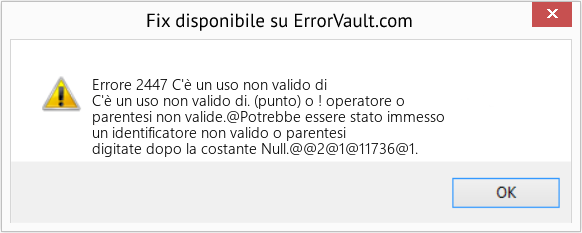 Fix C'è un uso non valido di (Error Codee 2447)