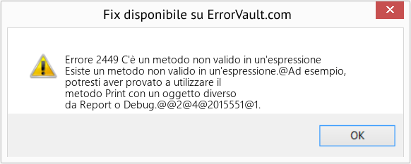 Fix C'è un metodo non valido in un'espressione (Error Codee 2449)