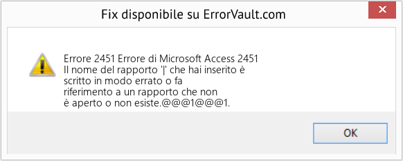 Download Error <?php echo $number; ?> (Errore di Microsoft Access 2451) Repair Tool Fix Errore di Microsoft Access 2451 (Error Codee 2451)