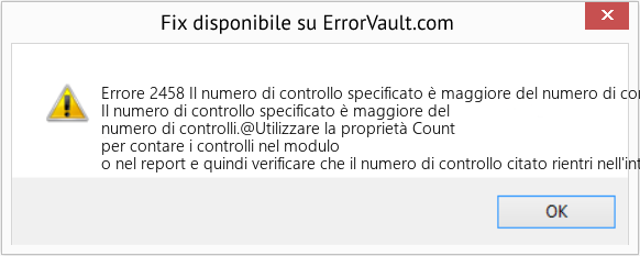 Fix Il numero di controllo specificato è maggiore del numero di controlli (Error Codee 2458)