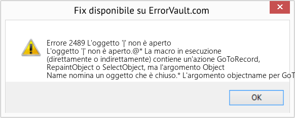 Fix L'oggetto '|' non è aperto (Error Codee 2489)