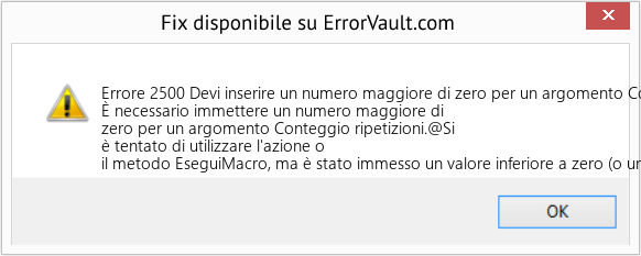 Fix Devi inserire un numero maggiore di zero per un argomento Conteggio ripetizioni (Error Codee 2500)