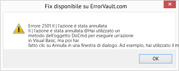 Fix Il | l'azione è stata annullata (Error Codee 2501)