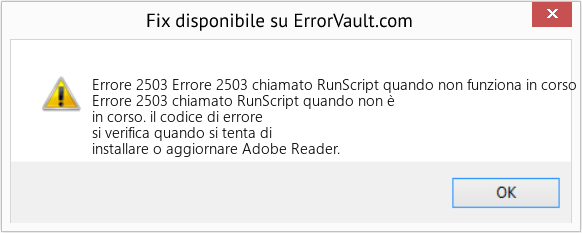 Fix Errore 2503 chiamato RunScript quando non funziona in corso (Error Codee 2503)