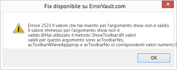 Fix Il valore che hai inserito per l'argomento show non è valido (Error Codee 2523)