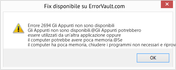 Fix Gli Appunti non sono disponibili (Error Codee 2694)