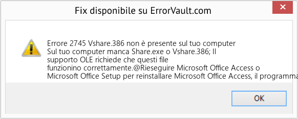 Fix Vshare.386 non è presente sul tuo computer (Error Codee 2745)