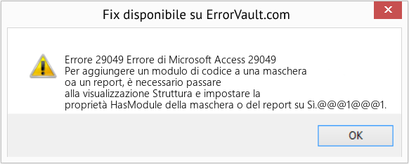 Fix Errore di Microsoft Access 29049 (Error Codee 29049)