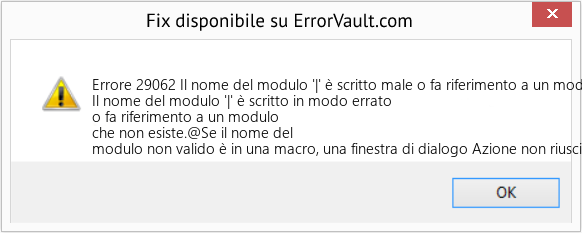 Fix Il nome del modulo '|' è scritto male o fa riferimento a un modulo che non esiste (Error Codee 29062)