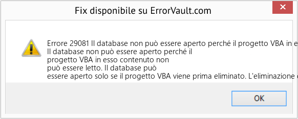 Fix Il database non può essere aperto perché il progetto VBA in esso contenuto non può essere letto (Error Codee 29081)