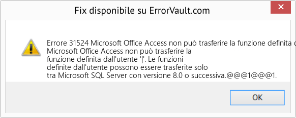 Download Error <?php echo $number; ?> (Microsoft Office Access non può trasferire la funzione definita dall'utente '|') Repair Tool Fix Microsoft Office Access non può trasferire la funzione definita dall'utente '|' (Error Codee 31524)