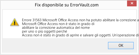Download Error <?php echo $number; ?> (Microsoft Office Access non ha potuto abilitare la correzione automatica del nome) Repair Tool Fix Microsoft Office Access non ha potuto abilitare la correzione automatica del nome (Error Codee 31563)