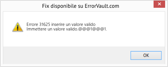 Fix inserire un valore valido (Error Codee 31625)