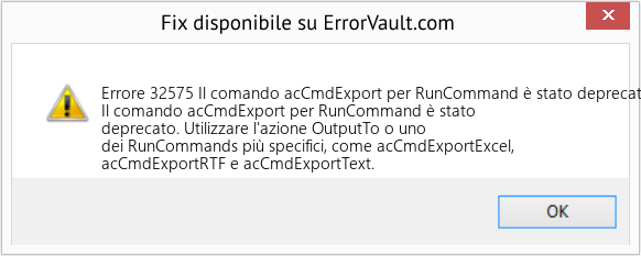 Fix Il comando acCmdExport per RunCommand è stato deprecato (Error Codee 32575)