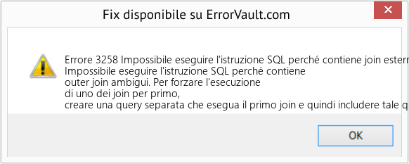 Fix Impossibile eseguire l'istruzione SQL perché contiene join esterni ambigui (Error Codee 3258)
