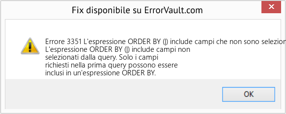 Fix L'espressione ORDER BY (|) include campi che non sono selezionati dalla query (Error Codee 3351)