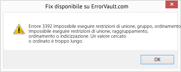 Fix Impossibile eseguire restrizioni di unione, gruppo, ordinamento o indicizzazione (Error Codee 3392)