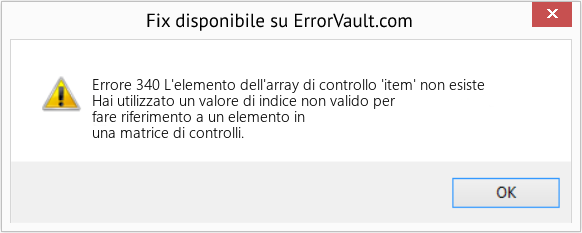 Fix L'elemento dell'array di controllo 'item' non esiste (Error Codee 340)