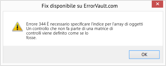 Fix È necessario specificare l'indice per l'array di oggetti (Error Codee 344)
