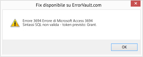 Fix Errore di Microsoft Access 3694 (Error Codee 3694)