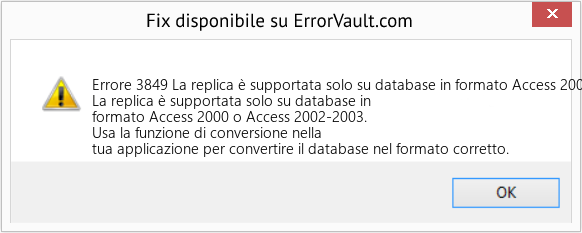 Fix La replica è supportata solo su database in formato Access 2000 o Access 2002-2003 (Error Codee 3849)
